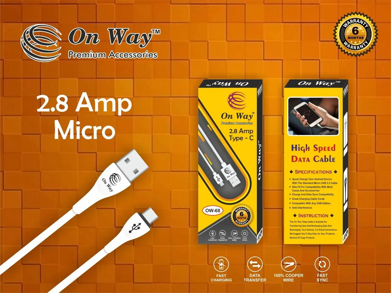 0309 Premium 3.4 Amp Fast Charging 1 m USB Type-C Cable