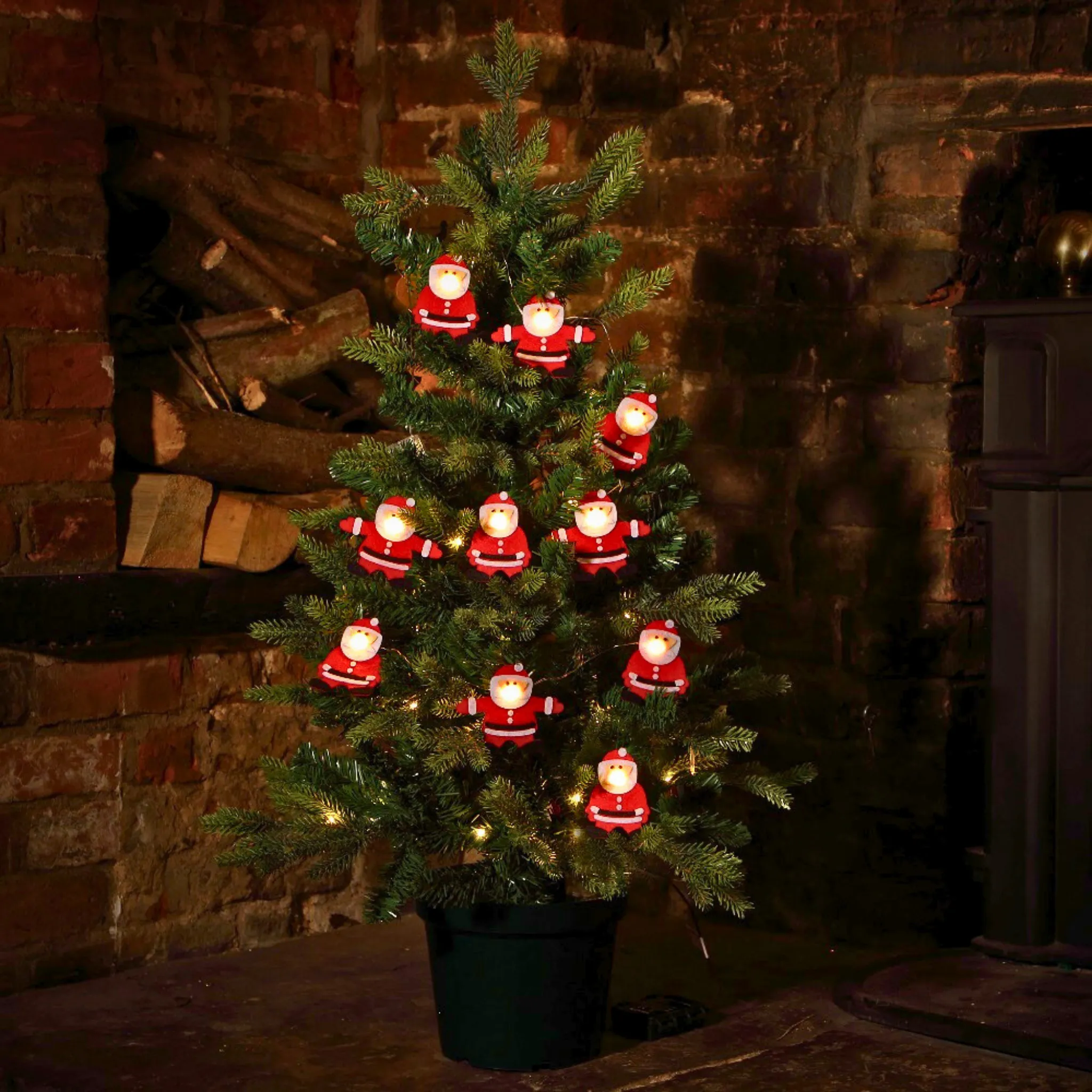 10 Santa String Warm White Berry Lights
