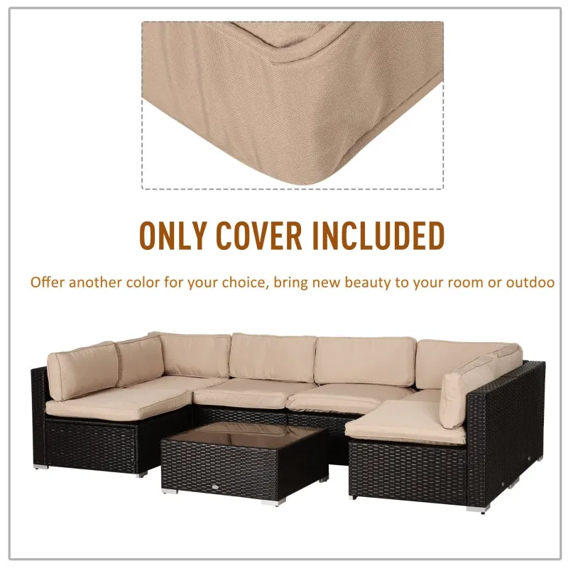 14pc Patio Rattan Sofa Set Cushion Cover - Beige