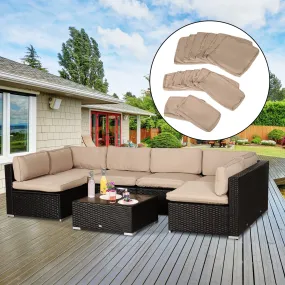 14pc Patio Rattan Sofa Set Cushion Cover - Beige