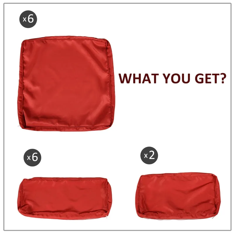 14pc Patio Rattan Sofa Set Cushion Cover - Red