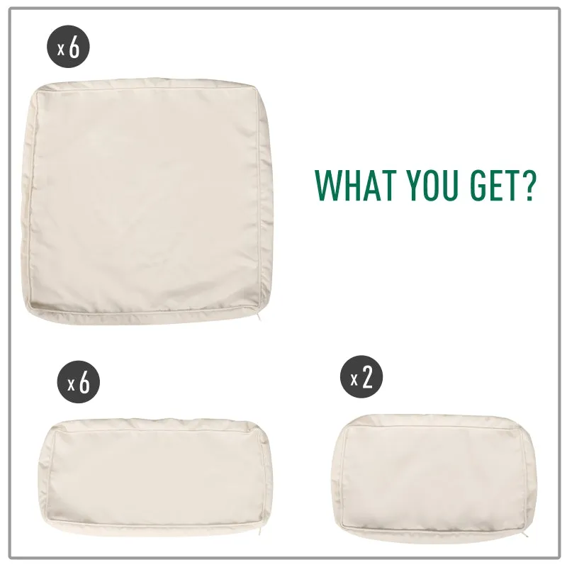 14pc Patio Rattan Sofa Set Cushion Cover - White