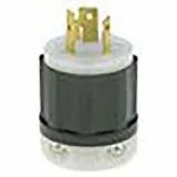 2621 Leviton Locking Plug, 30 Amp, 250 Volt, Industrial Grade - Black & White