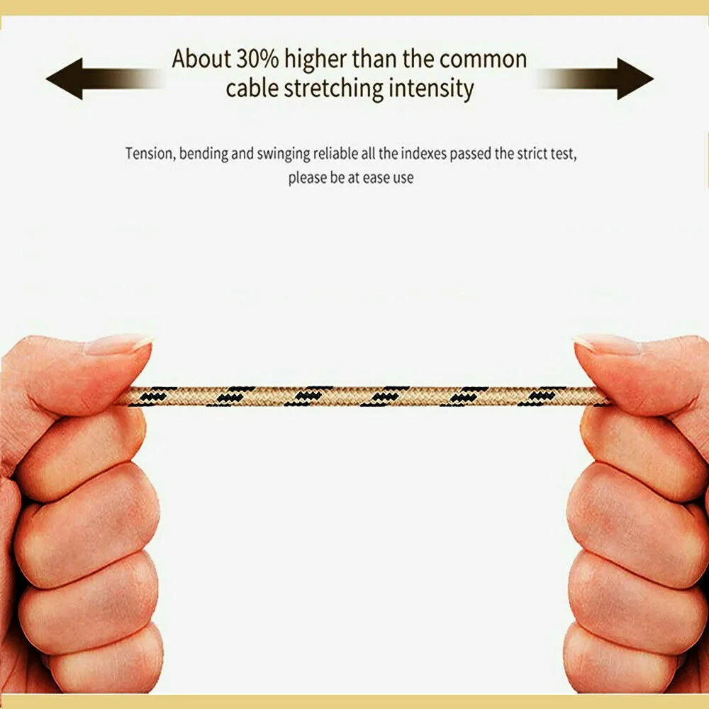 2M Gold Fast Charging Lightning Data Sync Charger Cable Cord For iPhone