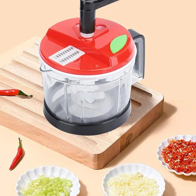 3.5L Powerful Manual Stainless Steel Food Chopper Processor with grater and lemon squeezer