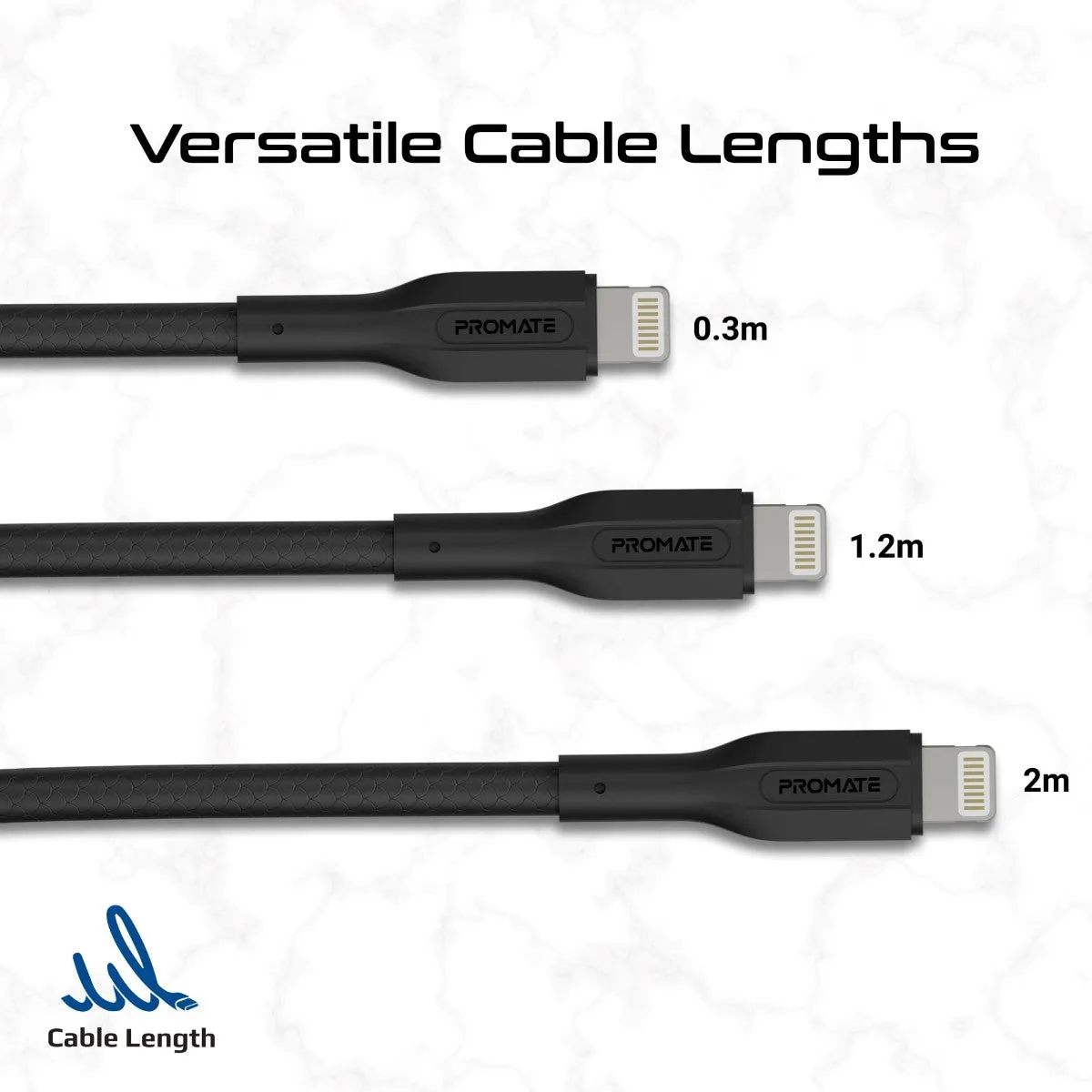 3Pcs High Tensile Strength 27W USB-C to Lightning Cable Kit