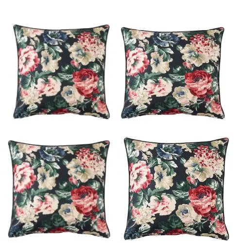 4 x Cushion cover, black/multicolour
