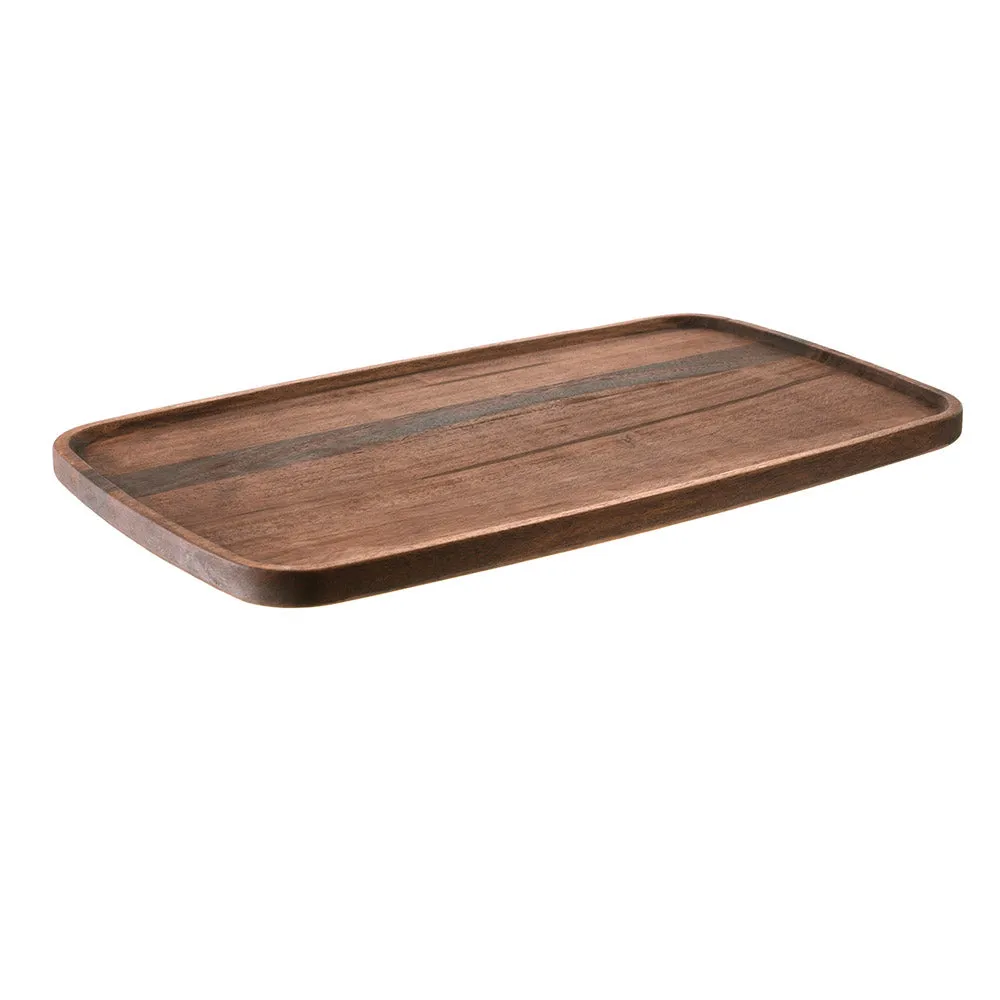 Acacia Wood Tray Rectangle 58x34cm Dark Brown