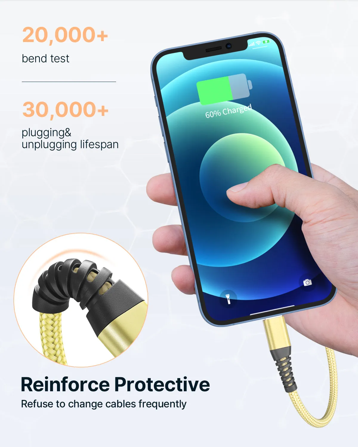 Aioneus iPhone Charger Cable 2M/6FT 3Pack-Grey/Gold/Blue