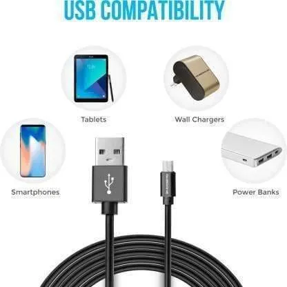 Ambrane ACM-1 2.4A Micro USB Fast Charging Cable for Android Devices (1 Meter)