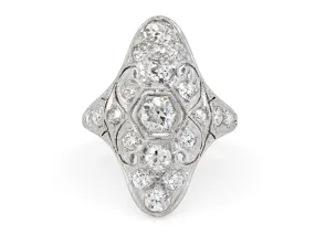Antique Edwardian Diamond Filigree Ring in Platinum