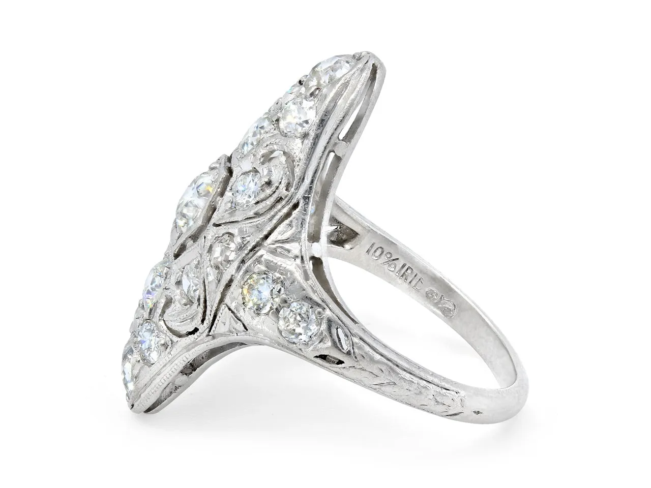 Antique Edwardian Diamond Filigree Ring in Platinum