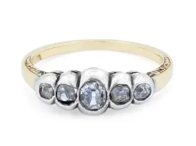 Antique Five-stone Diamond Ring in 15K Gold and Silver