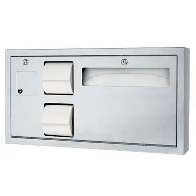 ASI 0487-L-9 Toilet Seat Cover & Toilet Tissue Dispenser with Sanitary Napkin Disposal - Horizontal, ADA - Surface Mounted