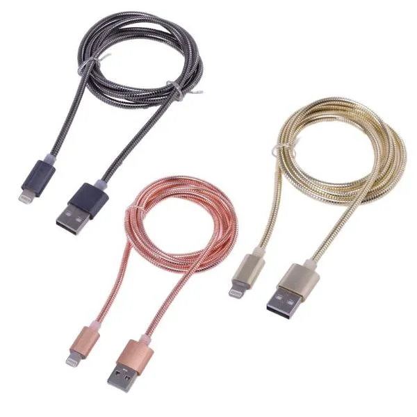 Assorted Charge & Sync USB A To 8 Pin Metal Cable - 100cm