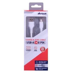 Assorted Charge & Sync USB A To 8 Pin Polyester Cable - 200cm