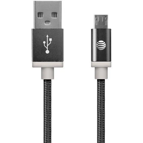 AT&T MC05-BLK Braided USB to Micro USB Charge & Sync Cable, 5ft (Black)