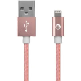 AT&T SC03B-LGT-ROS Braided USB to Lightning Charge & Sync Cable, 4ft (Pink)