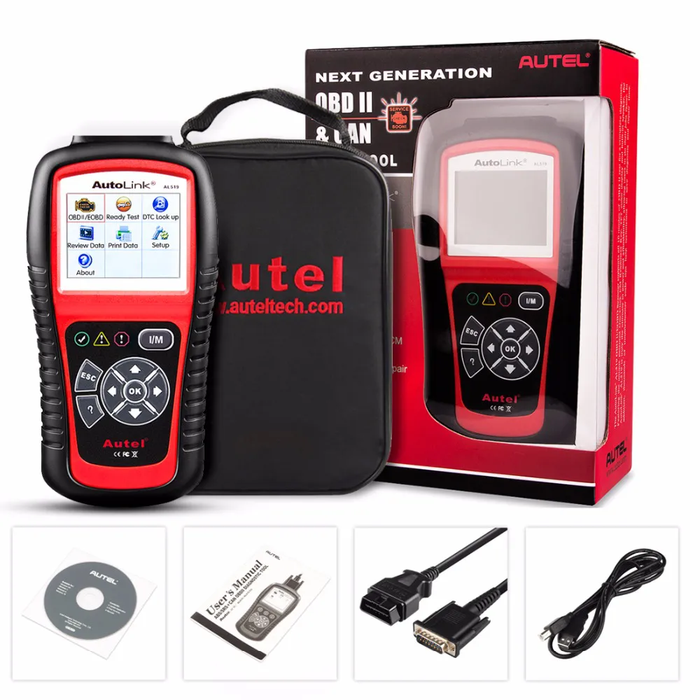 Autel Autolink AL519 Car OBD2 Scanner Code Reader Diagnostic Tool I/M Readiness DTC MIL Graphs Data with TFT LCD Display