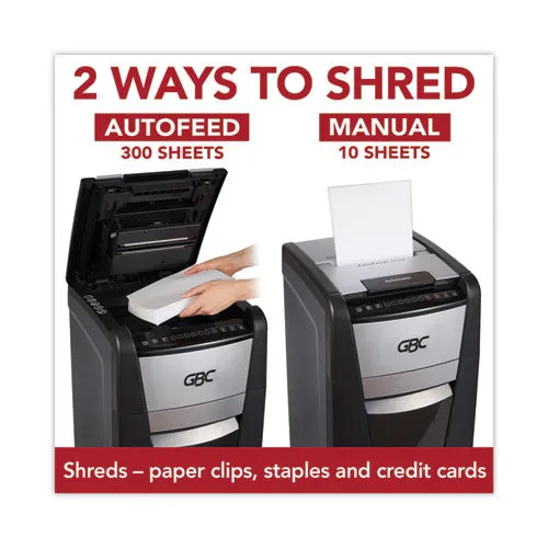 Autofeed  300x Super Cross-cut Office Shredder, 300 Auto/10 Manual Sheet Capacity