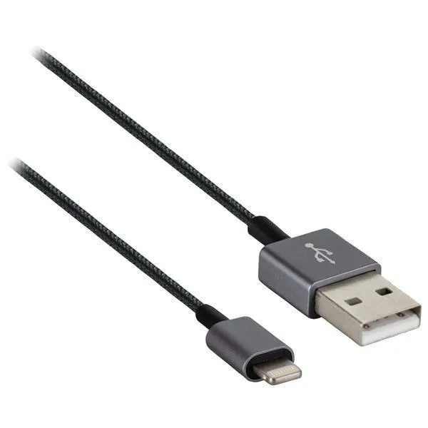 AXXESS MOBILITY AXM-I5USBMTB Lightning to USB Charging & Data Cable with Metal Ends, 1m (Black)