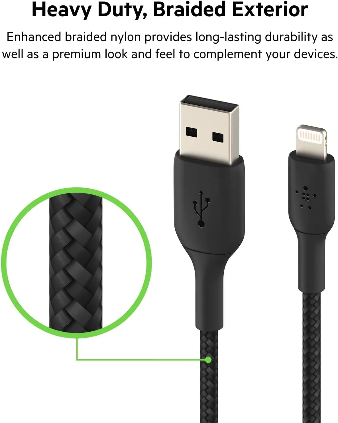 Belkin 1M USB A to Lightning Cable Black - CAA002bt1MBK