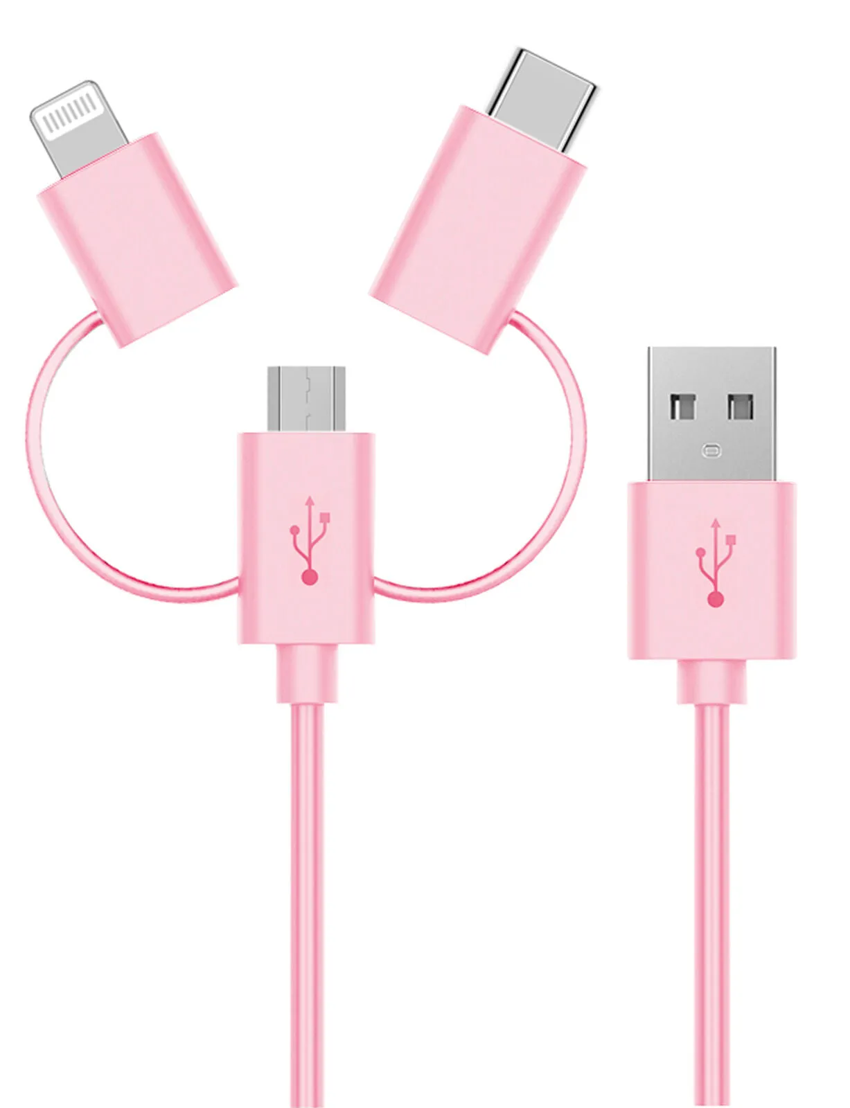 Cirago 4Ft 3 in 1 Sync/Charge Cable with Lightning, USB-C, Micro USB Connectors