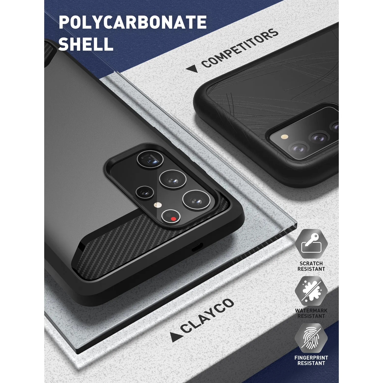 Clayco Samsung Galaxy S22 Ultra Xenon Full-Body Rugged Case with Screen Protector-Black