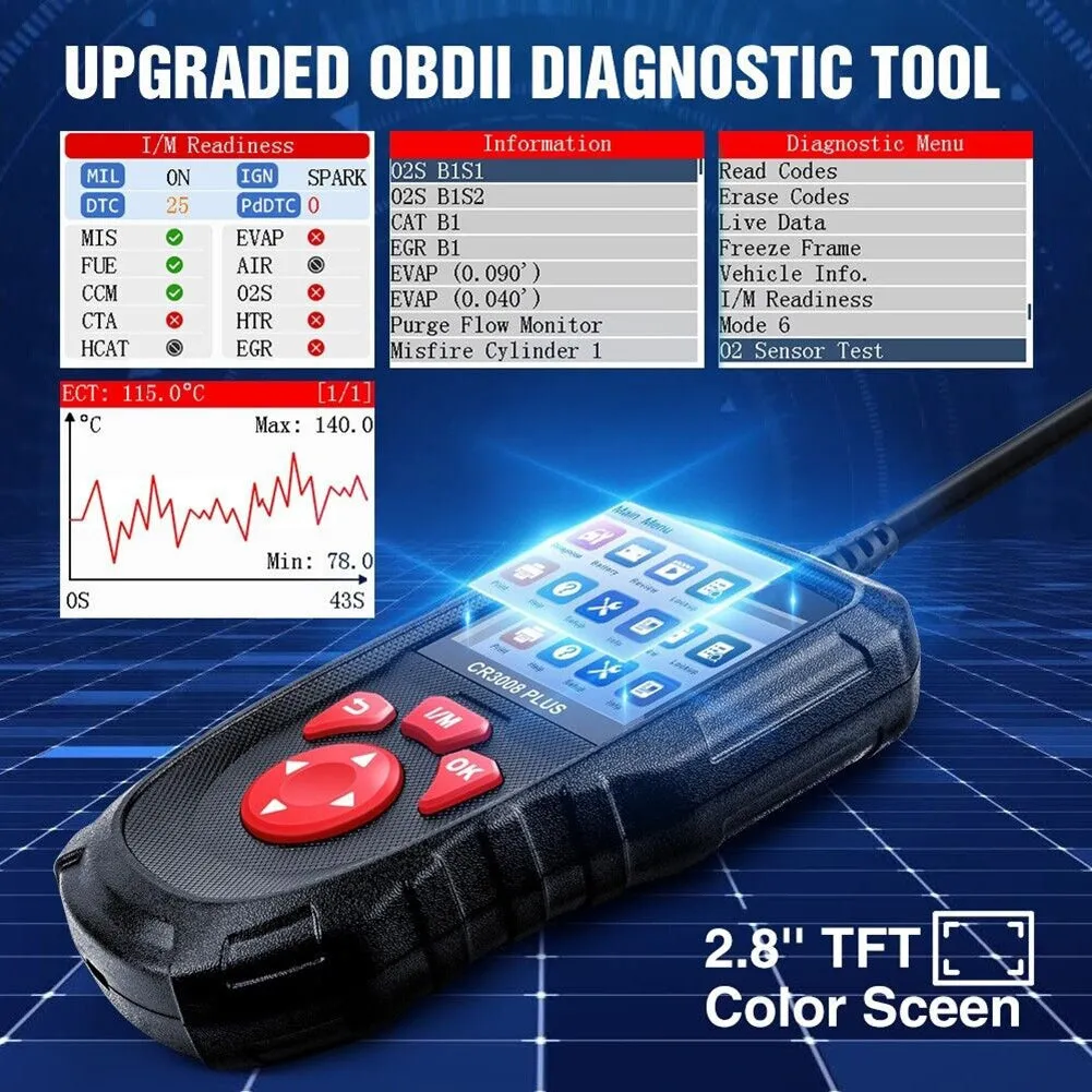 CR3008 PLUS Car Diagnostic Tool OBD 2 Multi Code Scanner LED