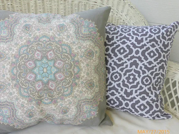Designer Fabric throw pillow Cover, Home Accent fabric, Ronnie Gold Medallion Design