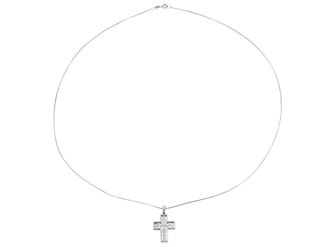 Diamond Cross Pendant in 18K White Gold