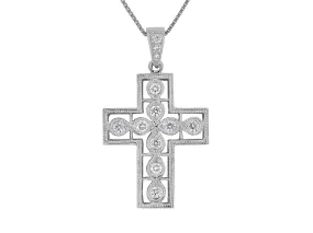 Diamond Cross Pendant in 18K White Gold