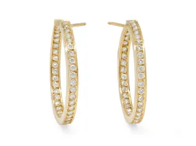 Diamond Hoop Earrings in 18K Gold, French