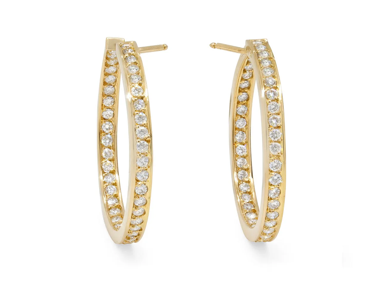 Diamond Hoop Earrings in 18K Gold, French