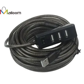 Direct Sale New 10M 4-Port USB 2.0 Hub With High Speed Adapter ON/OFF Switch For Laptop High Quality #QD10