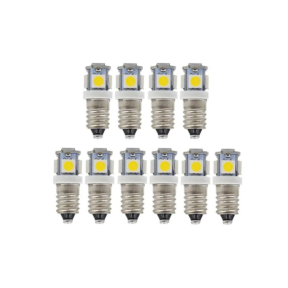 E10 Screw In 5 SMD LED Interior Dash Gauge Bulbs Cool White (Pack of 10)