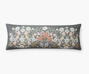 Embroidered Lumbar Pillow Cover - Bramble Garden