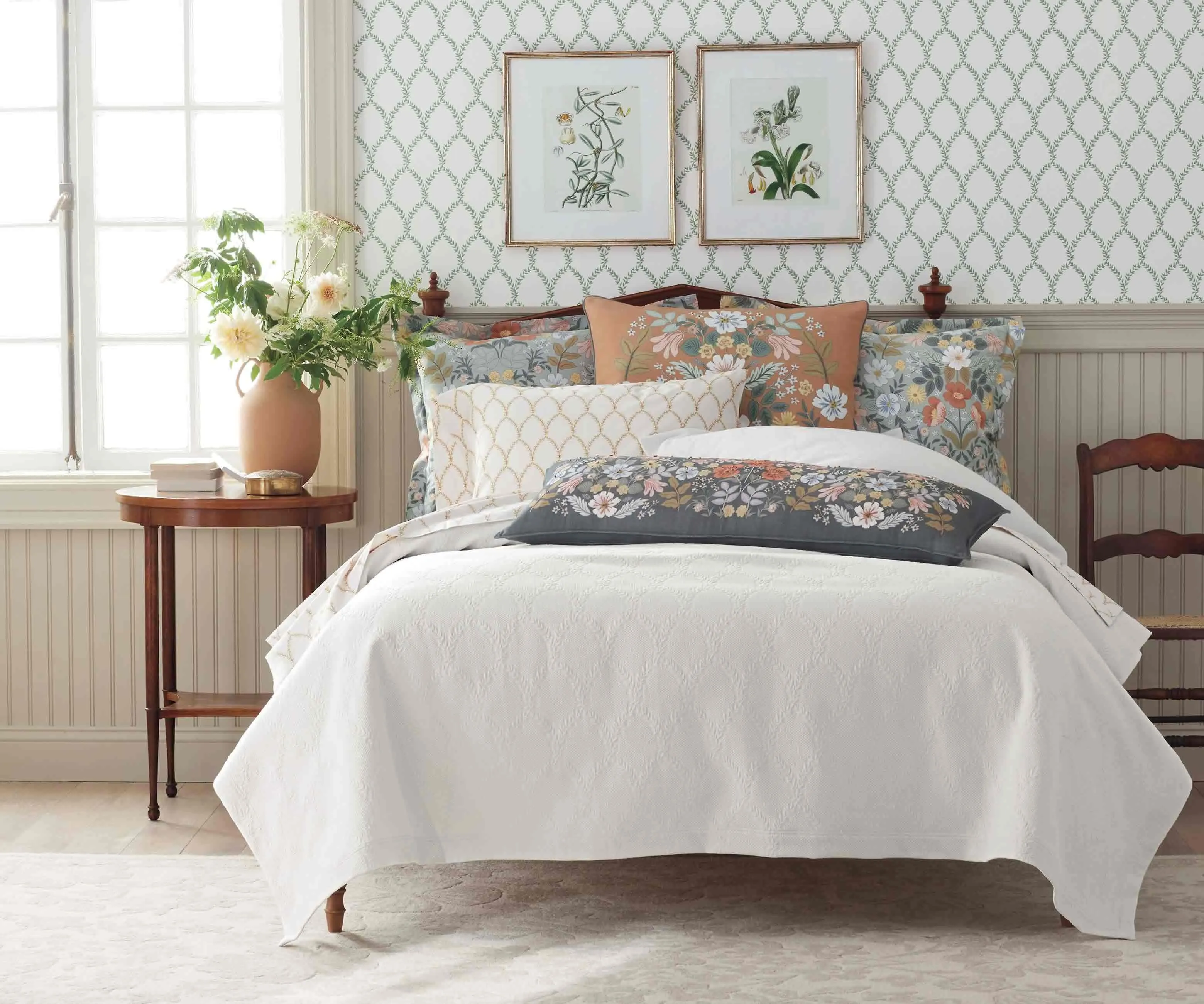 Embroidered Lumbar Pillow Cover - Bramble Garden