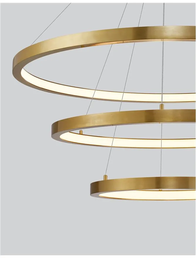 EMP Dimmable Brass Gold Aluminium & Acrylic Tripple Ring Pendant - ID 10197
