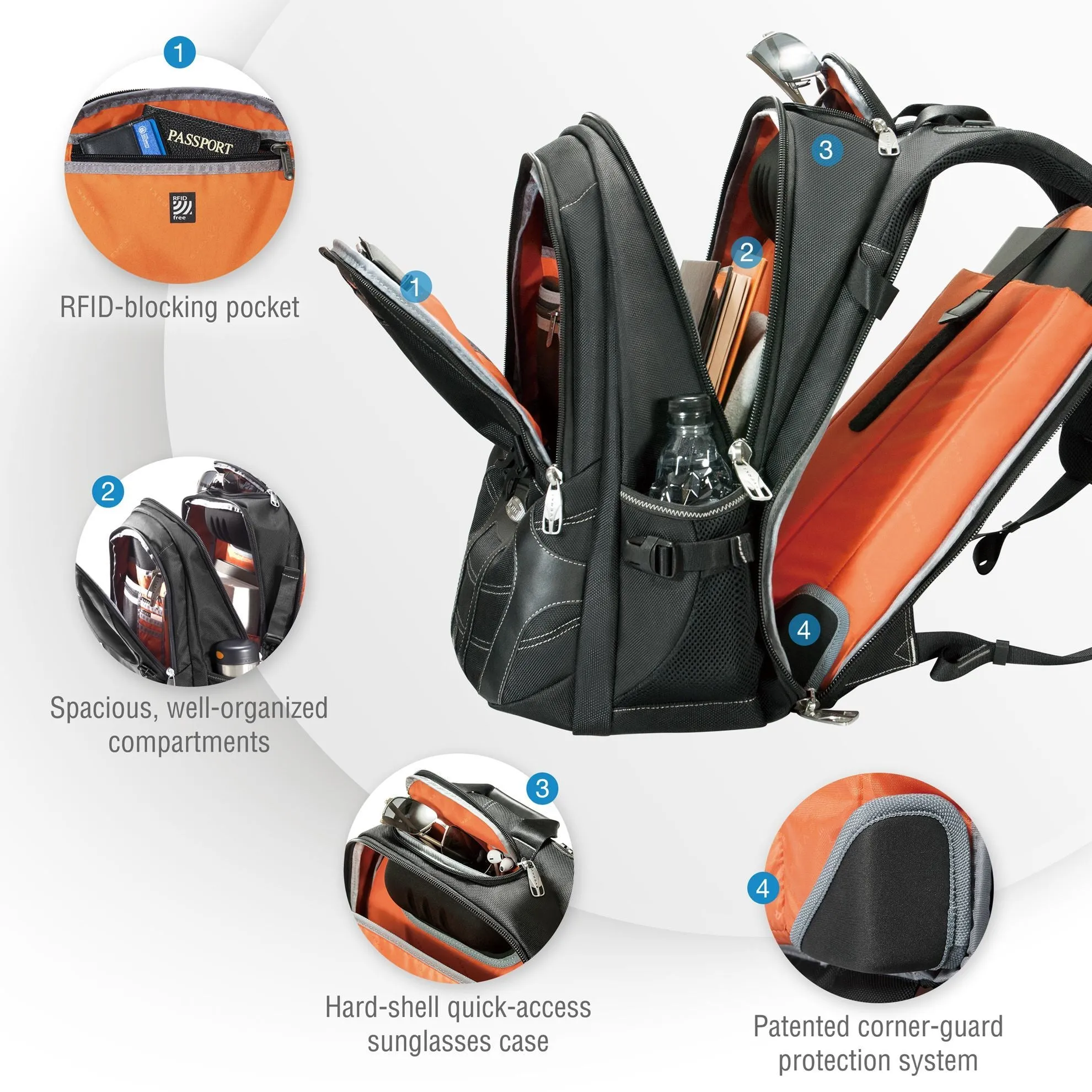 Everki Concept 2 Laptop Backpack, Up to 17.3'', Checkpoint Friendly, Shell-protected Sunglass Case, Corner-guard Protection