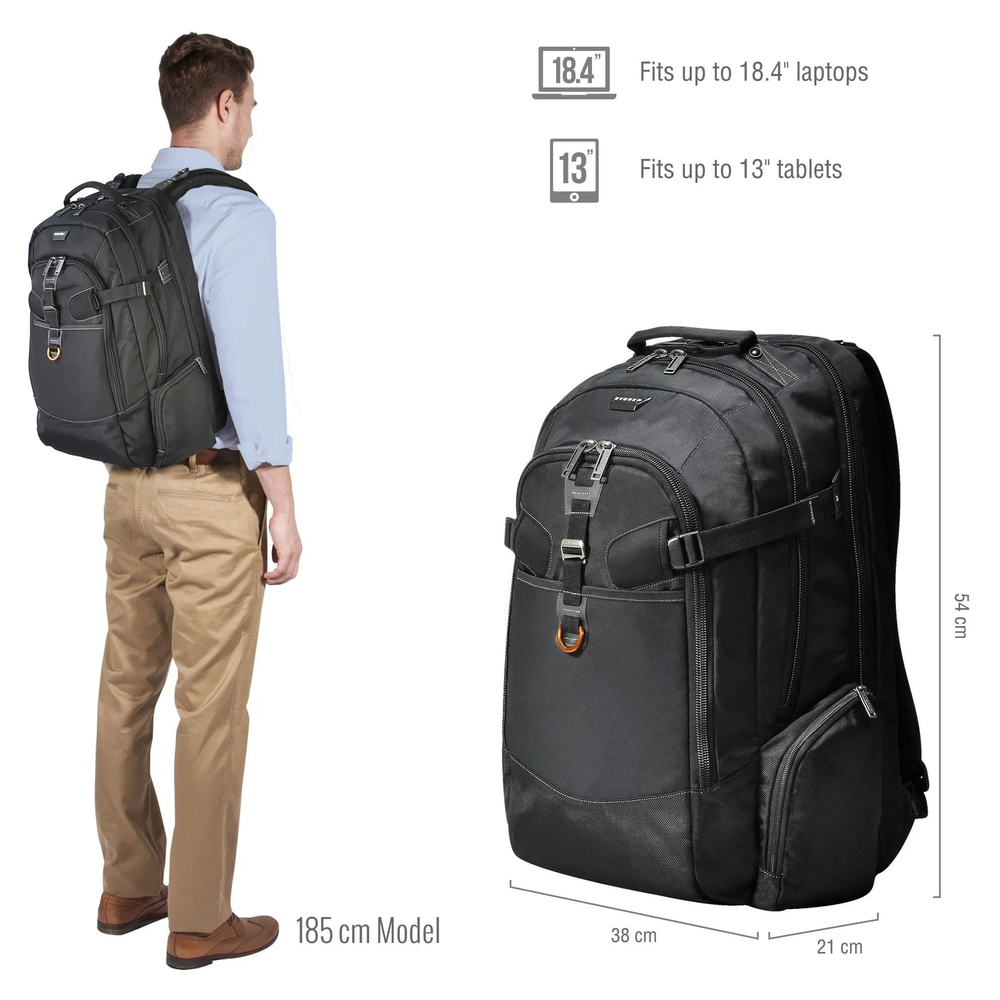 Everki Titan 18.4", Business Travel Friendly Laptop Backpack, Checkpoint Friendly, with Water Resistant Weather Cover, Spacious Organized Compartments