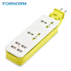 FORNORM 4 USB Ports 2 AC outlets Power Strip Wall Charger Extension Socket 5V 2A For Phone Tablet 110V~220V Input EU Plug