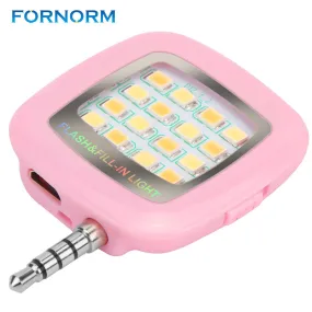FORNORM Mini Portable 16 LED Selfie flash light for iPhone For Samsung For S8/S8 /S7 Edge/i5/i6/xiaomi mi6/huawei/one plus/LG