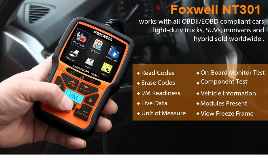 Foxwell NT301 OBD OBD2 Scanner Car Engine Diagnostic Code Reader