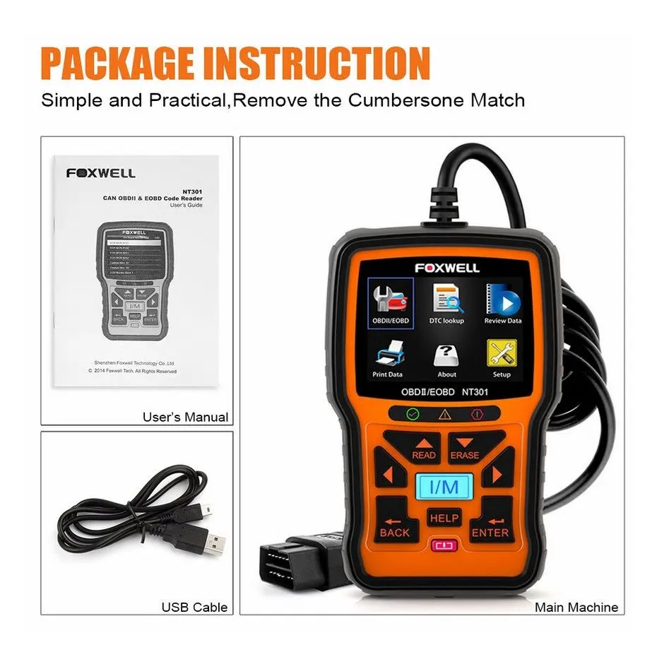 Foxwell NT301 OBD OBD2 Scanner Car Engine Diagnostic Code Reader