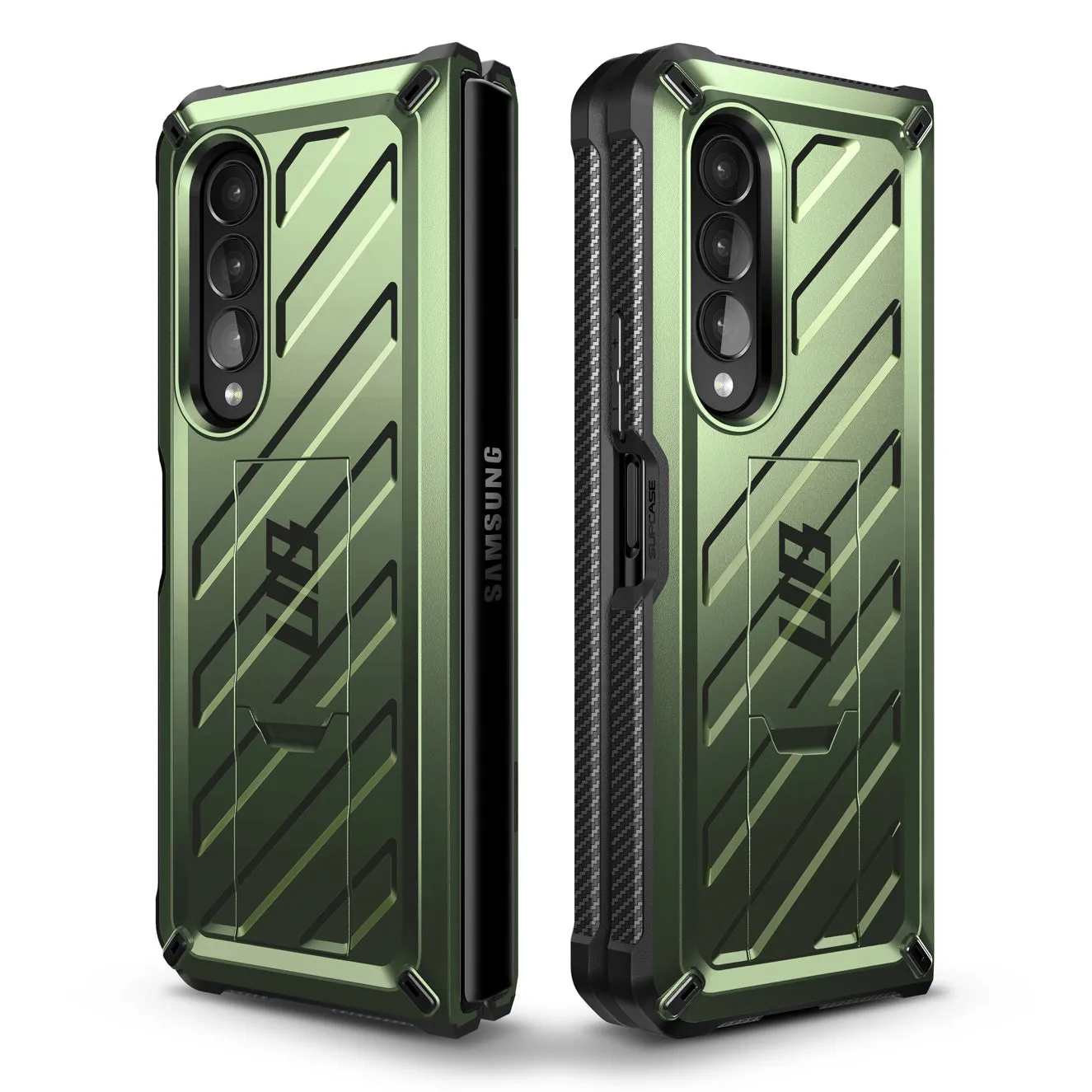 Galaxy Z Fold3 Unicorn Beetle Kickstand Case with Screen Protector-Dark Green