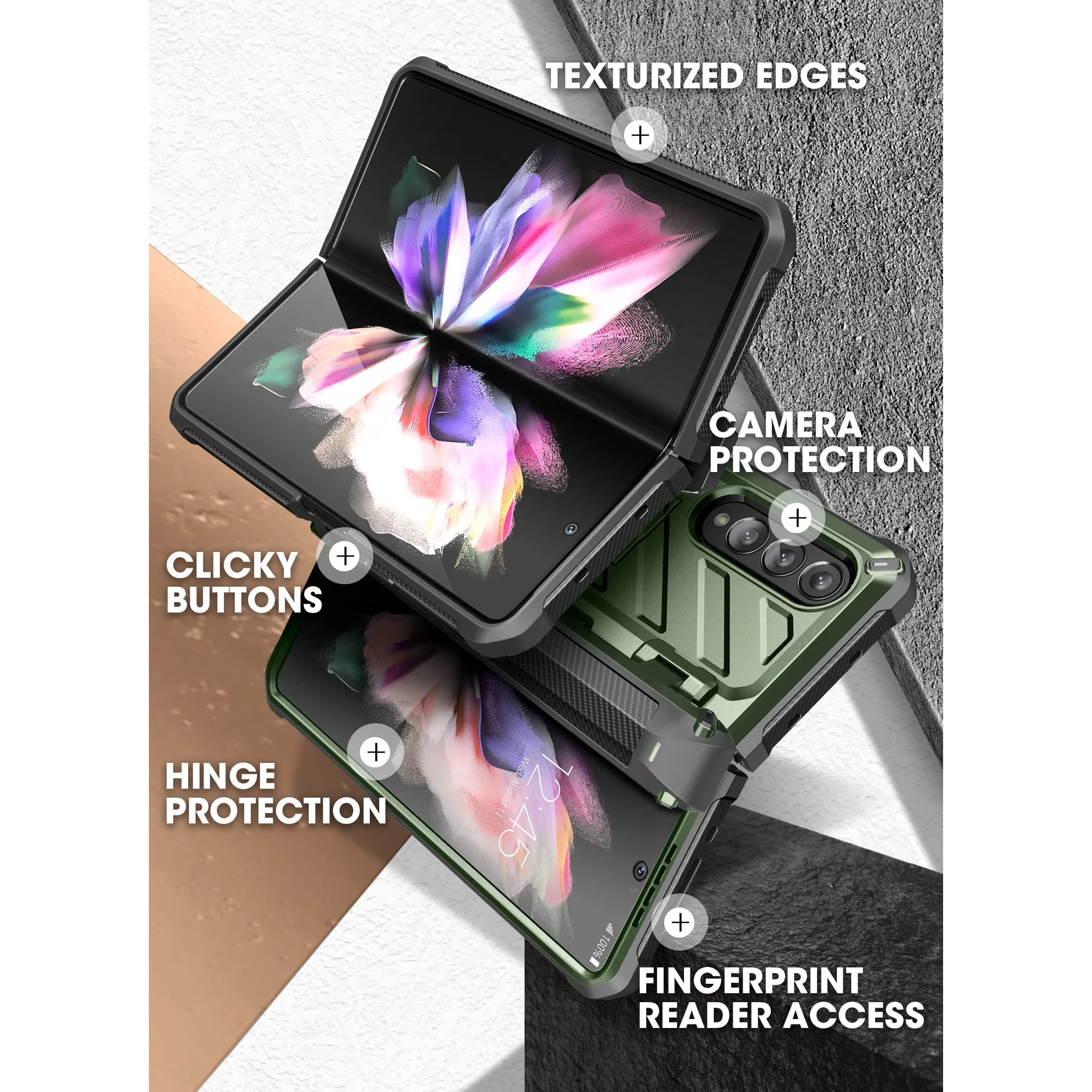 Galaxy Z Fold3 Unicorn Beetle PRO Rugged Case with S-Pen Holder-Dark Green