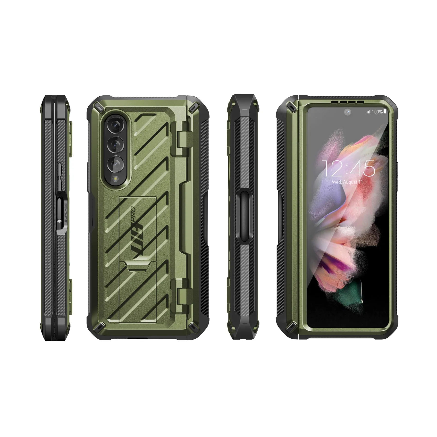 Galaxy Z Fold3 Unicorn Beetle PRO Rugged Case with S-Pen Holder-Dark Green