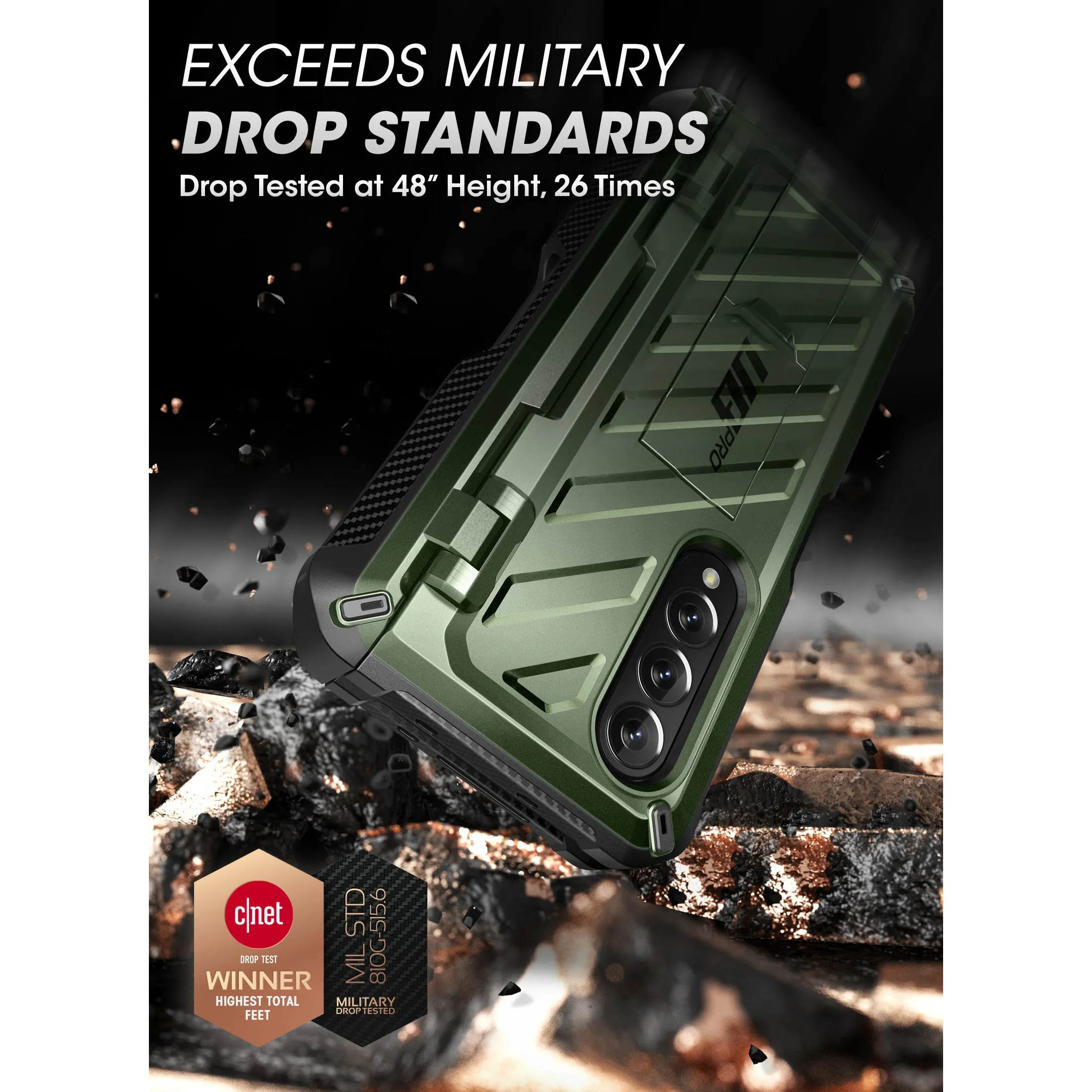 Galaxy Z Fold3 Unicorn Beetle PRO Rugged Case with S-Pen Holder-Dark Green