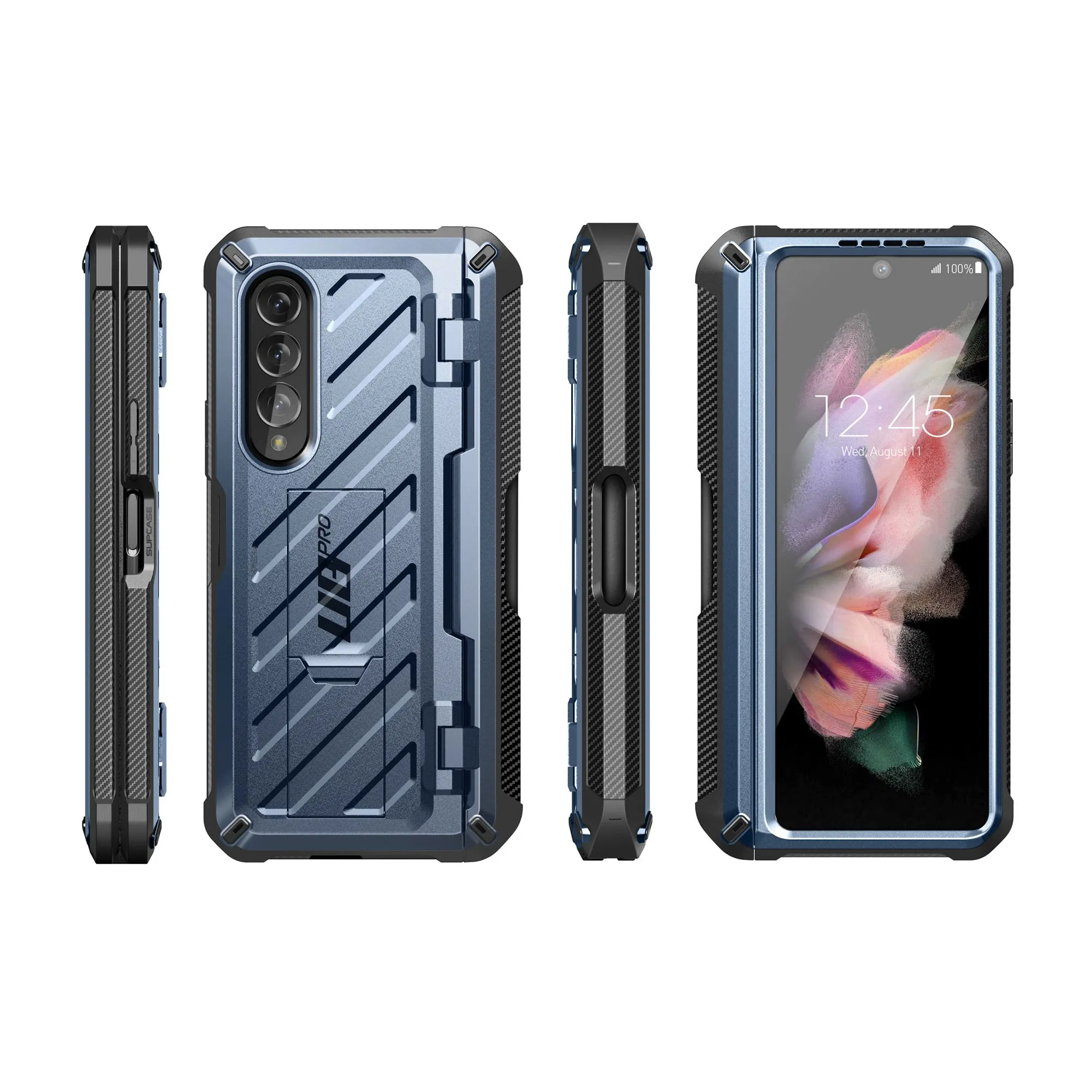 Galaxy Z Fold3 Unicorn Beetle PRO Rugged Case with S-Pen Holder-Metallic Blue